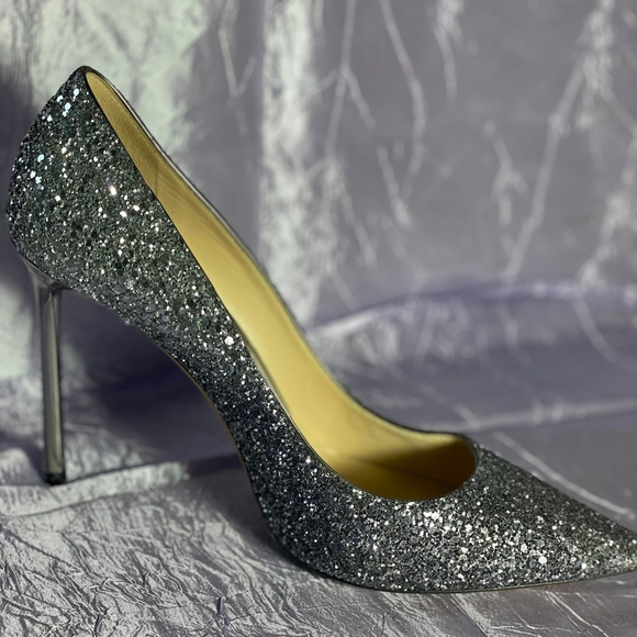 Jimmy Choo Glittering Silver Stilettos - Picture 1 of 7